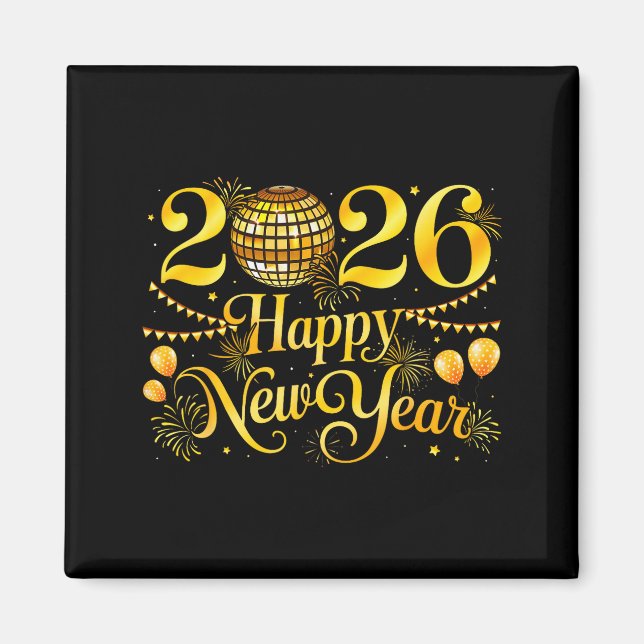 Happy New Year Matching New Year Eve Party Disco B Magnet (Front)