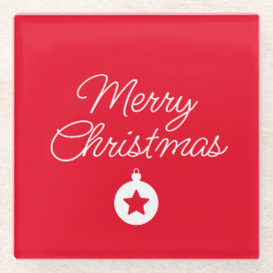 Happy New Year Merry Christmas Holiday Season Glass Coaster