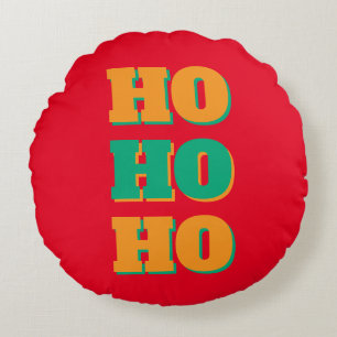 Happy New Year Merry Christmas Holiday Season HoHo Round Pillow
