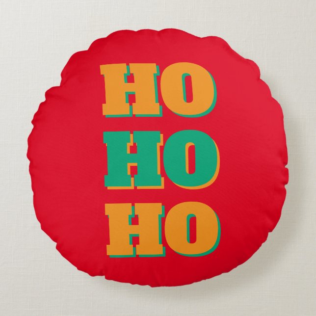 Happy New Year Merry Christmas Holiday Season HoHo Round Pillow (Front)