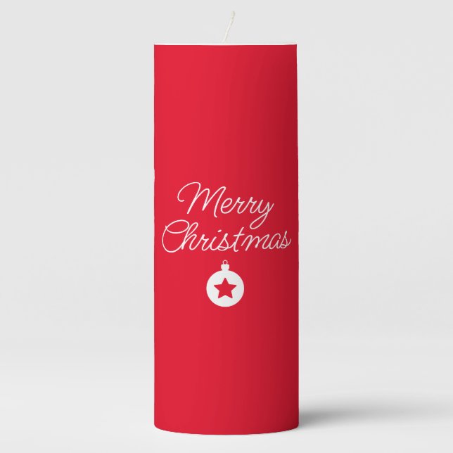 Happy New Year Merry Christmas Holiday Season Pillar Candle (Front)