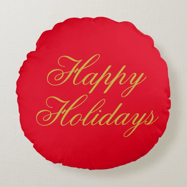 Happy New Year Merry Christmas Holiday Season Round Pillow (Front)
