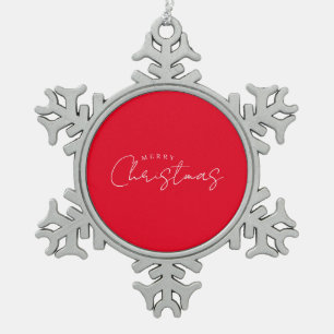 Happy New Year Merry Christmas Holiday Season Snowflake Pewter Christmas Ornament