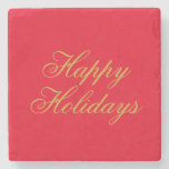 Happy New Year Merry Christmas Holiday Season Stone Coaster