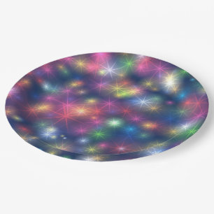 Happy New Year Merry Christmas Party Glitter Stars Paper Plates