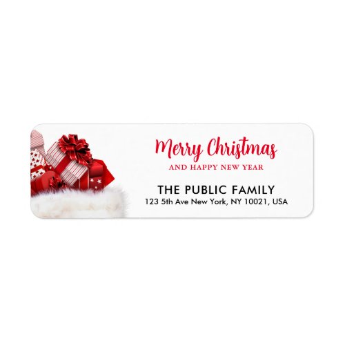 Happy New Year Merry Christmas Return Address Label