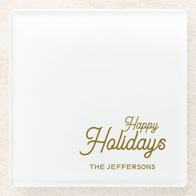 Happy New Year Merry Christmas Seasonal Family Glass Coaster (Front)