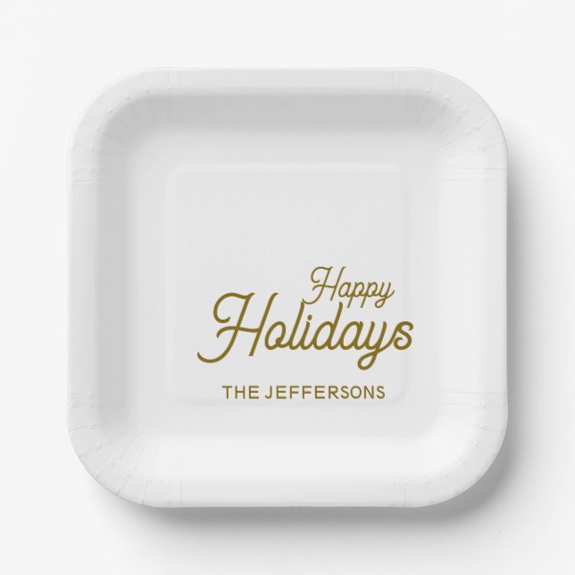 Happy New Year Merry Christmas Seasonal Family Paper Plates (Front)