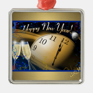 Happy New Year Metal Ornament