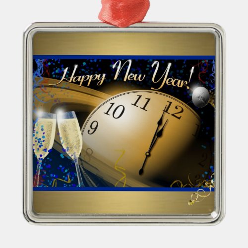 Happy New Year Metal Ornament