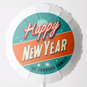 Happy New Year Mid-Century Modern Balloon