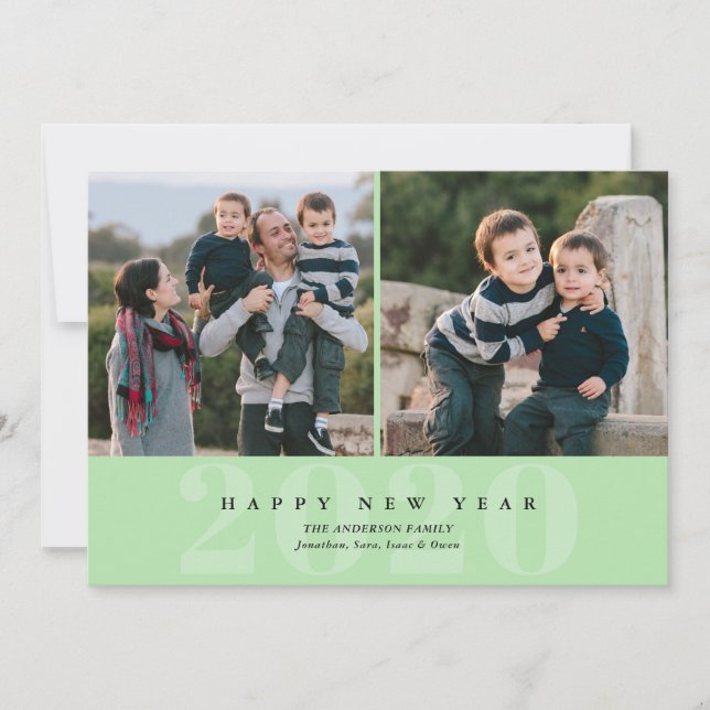 Happy New Year | Minimal 2 Photo New Years Card (Front)