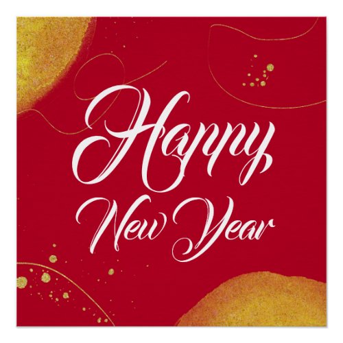Happy new year minimalist abstract modern design poster