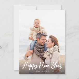 Happy New Year Minimalist Chic Photo Card 4 Vert