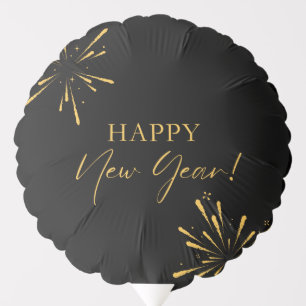 Happy New Year minimalist fireworks black Balloon