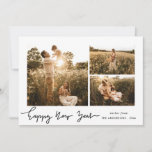 Happy New Year | Minimalist Script Multi Photo Holiday Card