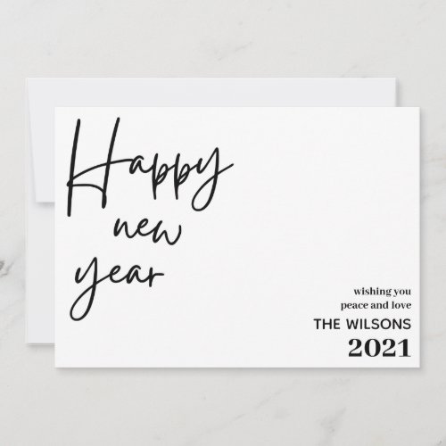happy new year modern black white stripe photo holiday card