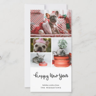 Happy New Year Modern Casual Dog Photo Holiday Card