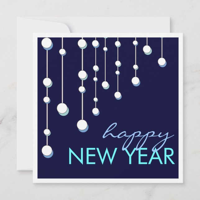 Happy New Year Modern Decoration  Party Invitation (Front)