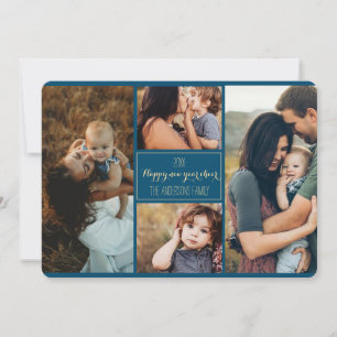 Happy New Year Modern Family Photo Collage Review Holiday Card