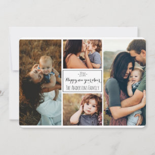 Happy New Year Modern Family Photo Collage Review Holiday Card