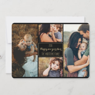 Happy New Year Modern Family Photo Collage Review Holiday Card