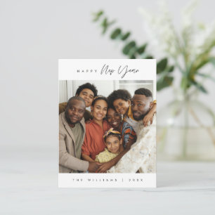 Happy New Year, Modern Greeting Family Photo Postc Postcard
