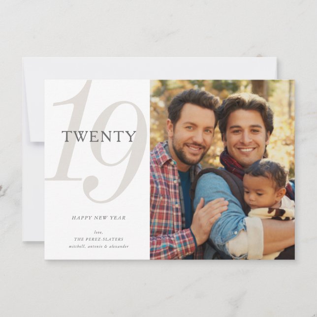 Happy New Year Modern Minimalist Holiday Photo (Front)