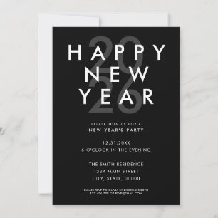Happy New Year Modern Minimalist New Year's Party Invitation