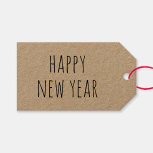 Happy New Year. Modern rustic minimalist winter Gift Tags