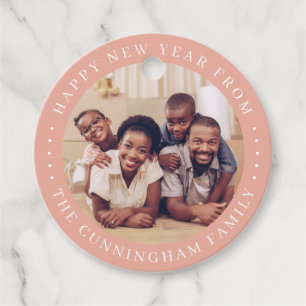 Happy New Year Modern Simple Chic Family Photo Favor Tags