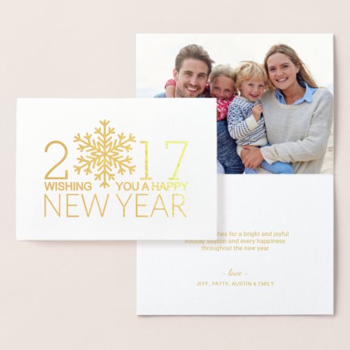 Happy New Year Modern Snowflake Holiday Foil Foil Card