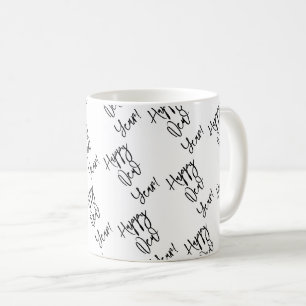 Happy New Year! Modern Typography Black White Coffee Mug