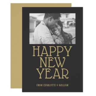 Happy New Year Modern Typography Personalized Card