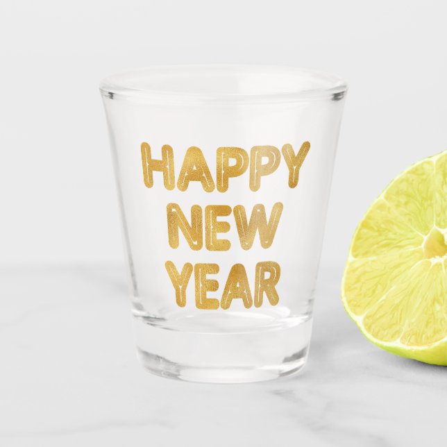 Happy New Year Modern Typography Shot Glass (Front)