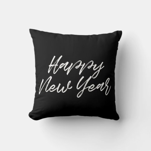 Happy New Year modern white font Throw Pillow