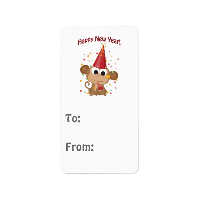 Happy New Year Monkey Label (Front)