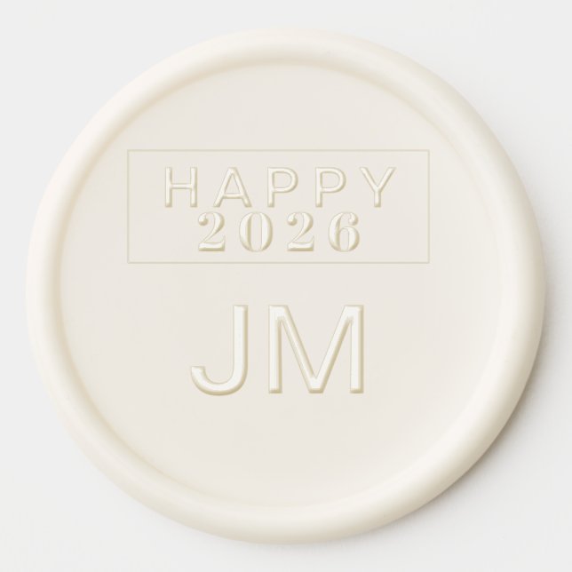 Happy New Year Monogram Holiday Wax Seal Sticker (Front)