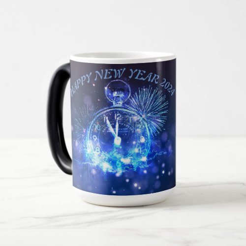 Happy New Year morphin Mugs white blue color 2024