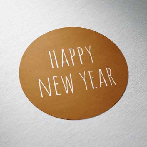 Happy New Year Mustard yellow cute minimalist Classic Round Sticker