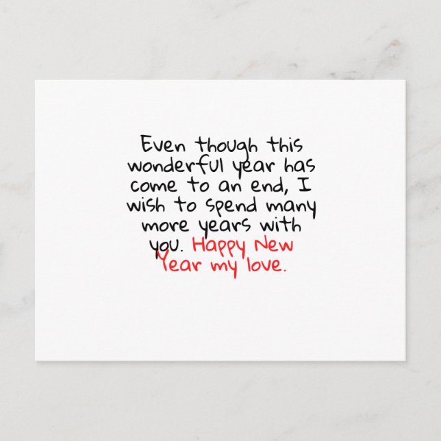 HAPPY NEW YEAR MY LOVE POSTCARD (Front)