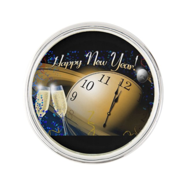 Happy New Year NASA Theme Pin (Front)