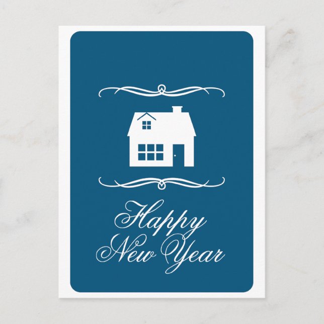 happy new year new address announcement postcard (Front)
