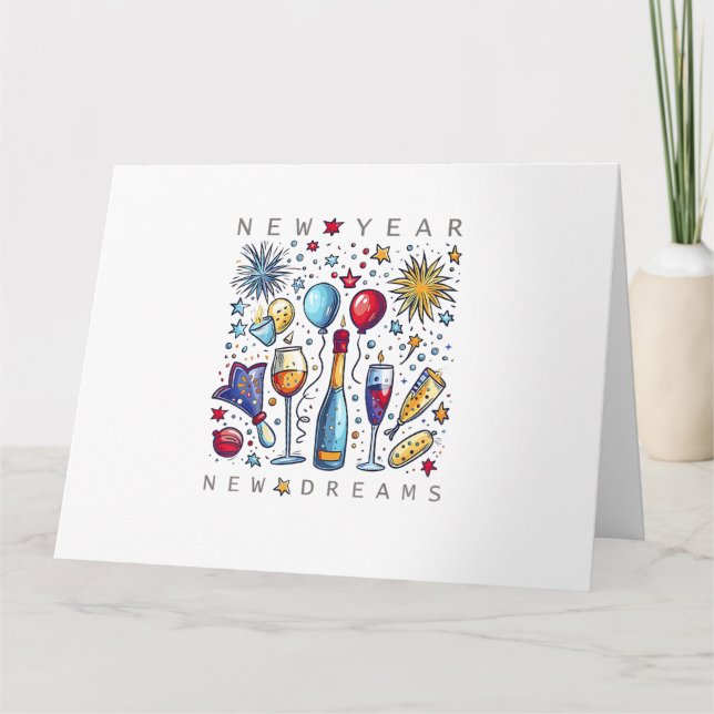 Happy New Year New Dreams 2026 Family Matching Fir Card (Front)