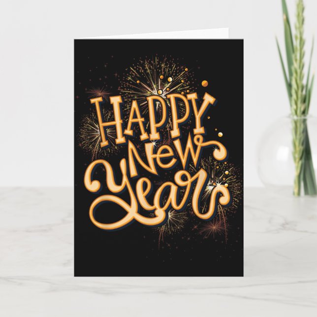 Happy New Year New Years Eve Party , Black  Card (Front)