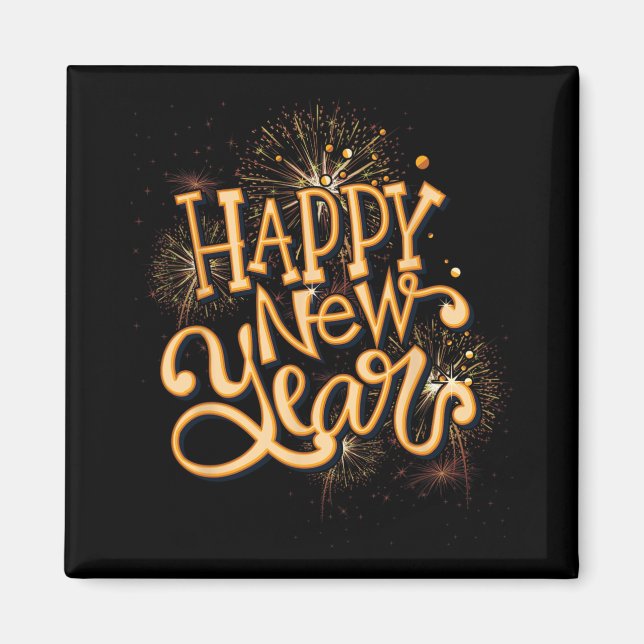 Happy New Year New Years Eve Party , Black  Magnet (Front)