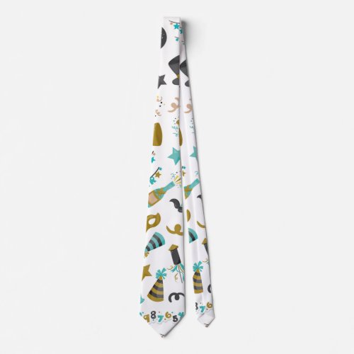 Happy New Year New Years Eve Party Gift Pattern Neck Tie