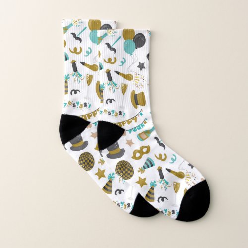 Happy New Year New Years Eve Party Gift Pattern Socks