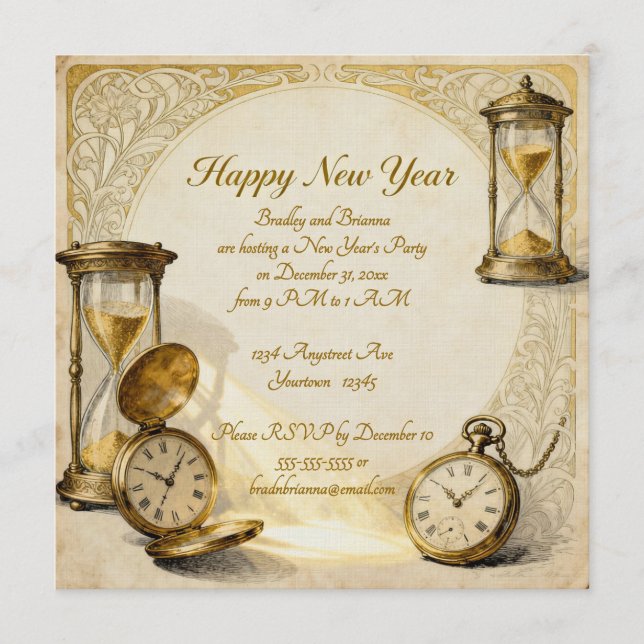 Happy New Year New Year's Eve Party Invitation (Front)