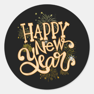 Happy New Year New Years Eve Party Women Men Famil Classic Round Sticker